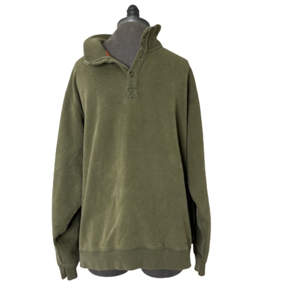Lands End Mens XL 46-48 Mock Neck Pullover Sweater Green